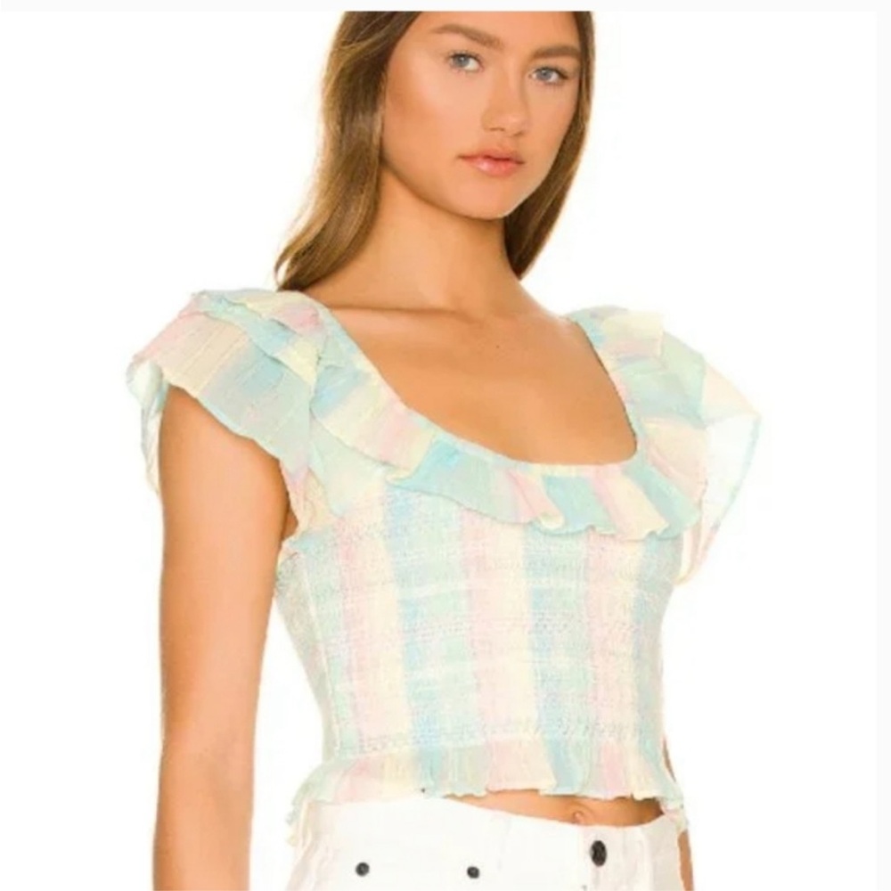 LoveShackFancy Saba rainbow pastel crop top